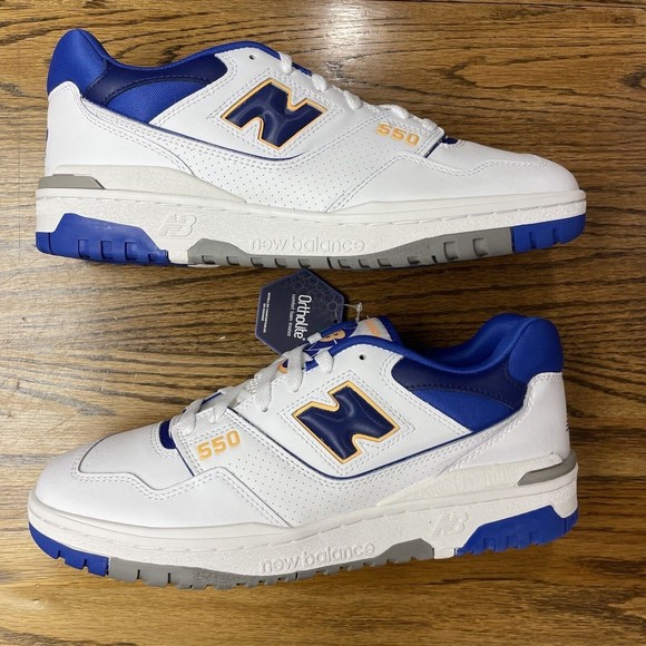 New Balance 550 Lakers White Blue Gold Men's Size 12 13 Leather Shoes Brand New - Picture 2 of 8
